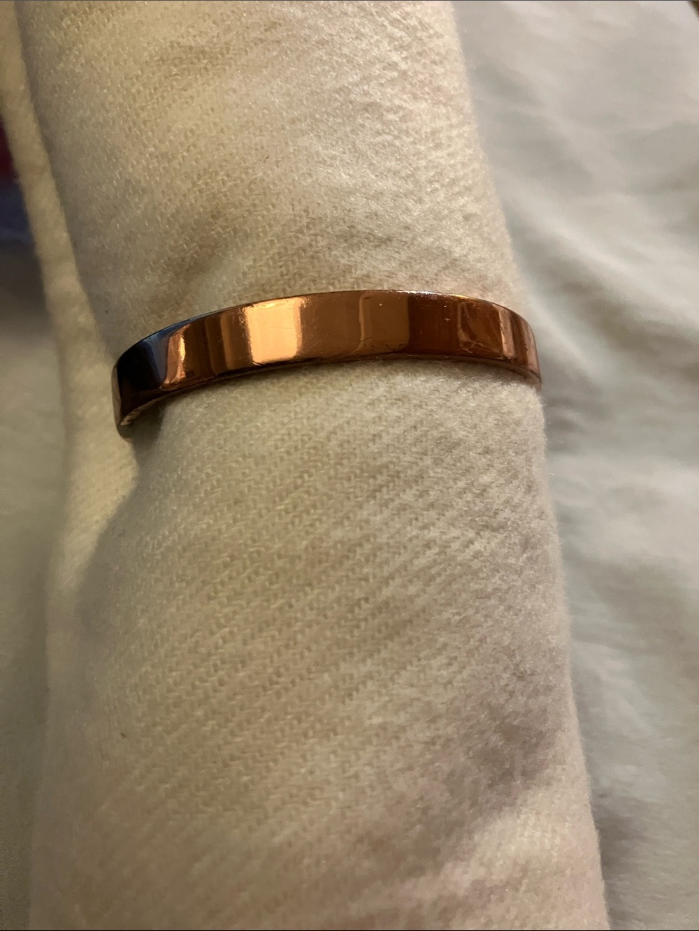 Copper bracelet vintage copper band high shine inside is patina’d